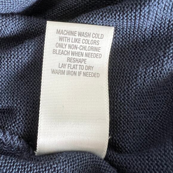 Dress Barn 3/4 Sleeve Asymmetric Oversized Knit Blouse Top Women Large Navy Blue - Picture 5 of 5